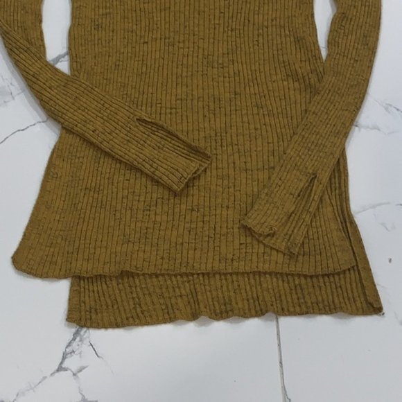 ZARA Knit Yellow Mustard Black Speckled Ribbed mini Sweater dress  Size Medium - Picture 6 of 10